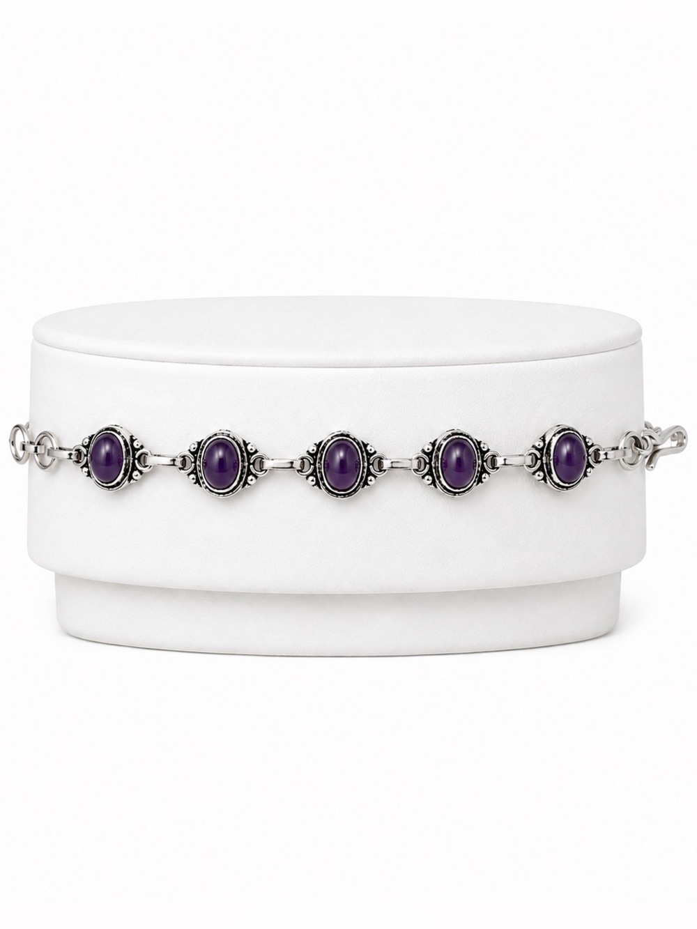 Amethyst and silver bracelet